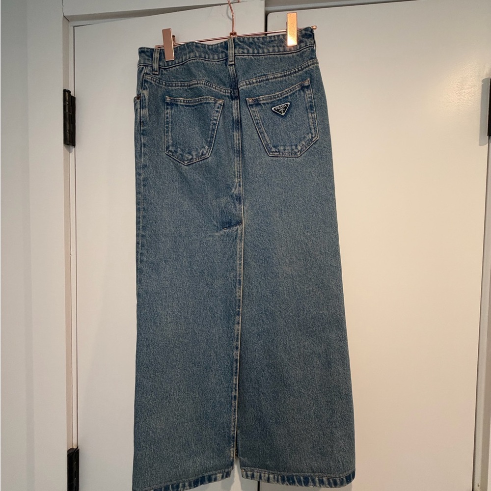 Prada Blue Denim Midi Skirt